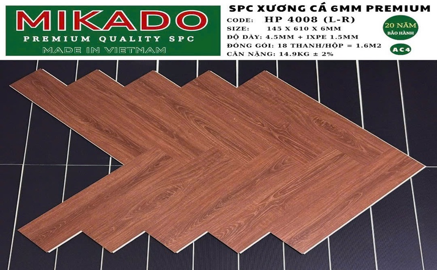 Sàn nhựa xương cá Mikado 6mm HP 4008